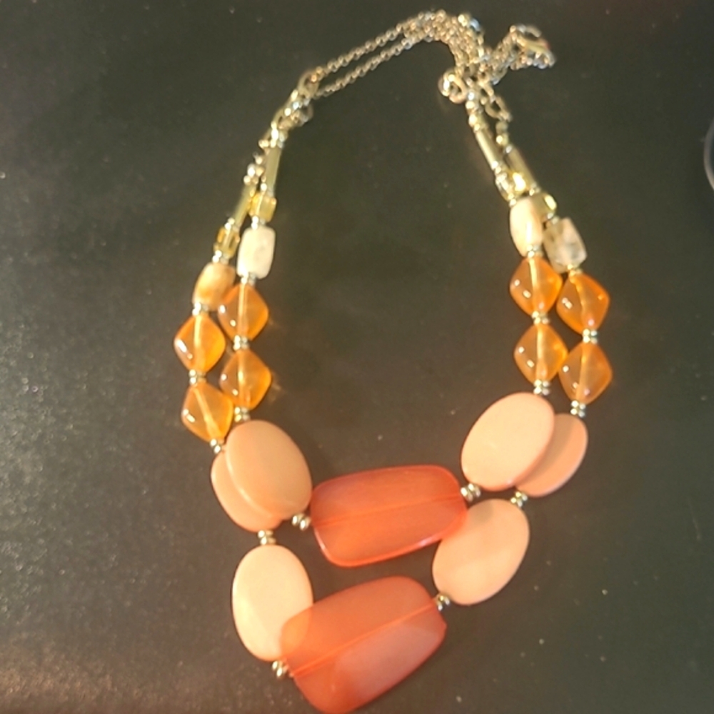 Elegant Pink and Peach/Orange Beaded Necklace